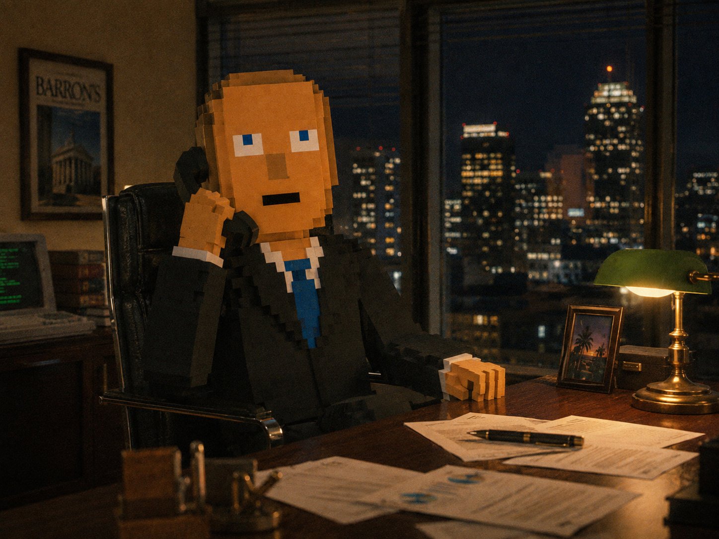CLOCKIN businessman on an office telephone at night